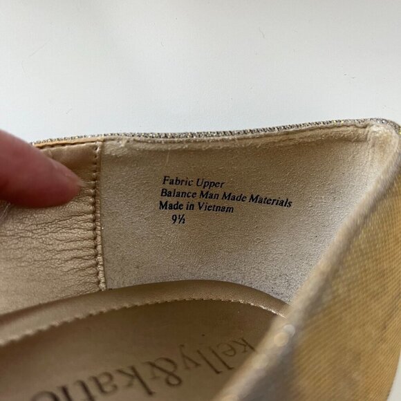 Kelly & Katie Peep Toe Gold/Silver Sparkle Fabric Open Toe Heels - Sz 9.5 - Picture 5 of 9